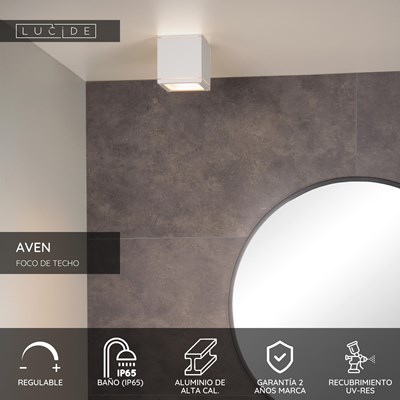 Lucide AVEN - Foco de techo Baño - 1xGU10 - IP65 - Blanco